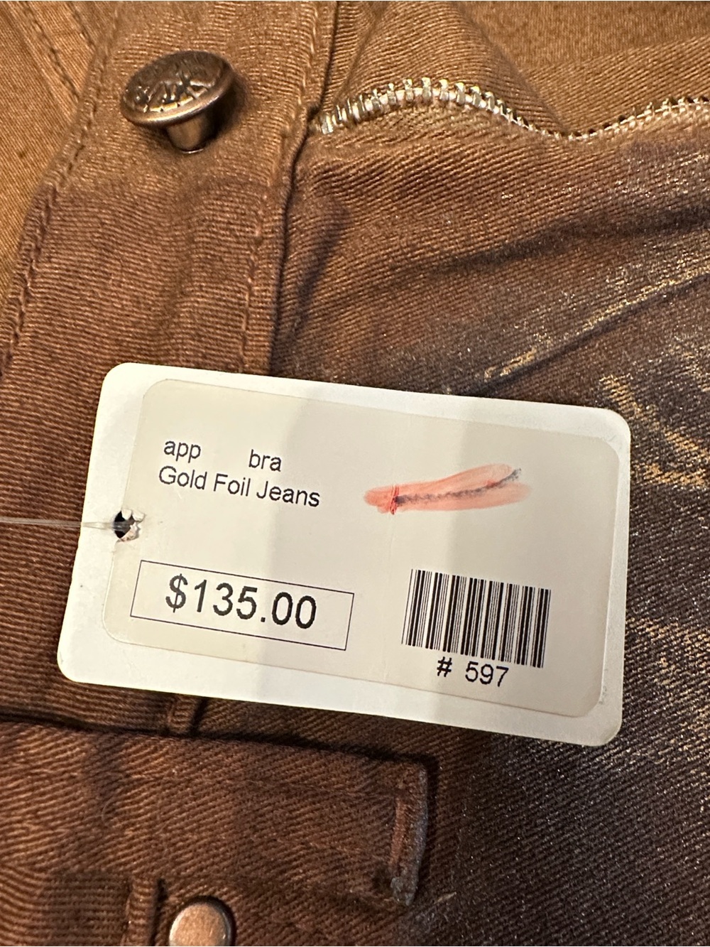 Brazil Roxx Women’s Rust-Brown Metallic Wash Jeans - Picture 5 of 13
